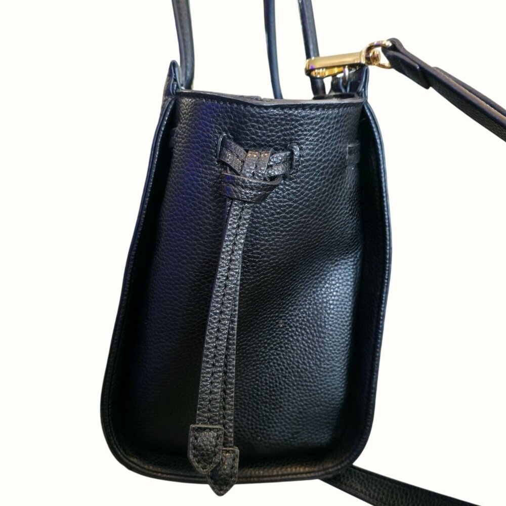 Nine West Elara Black Pebbled Faux Leather Small Satchel Crossbody Bag - Picture 6 of 12